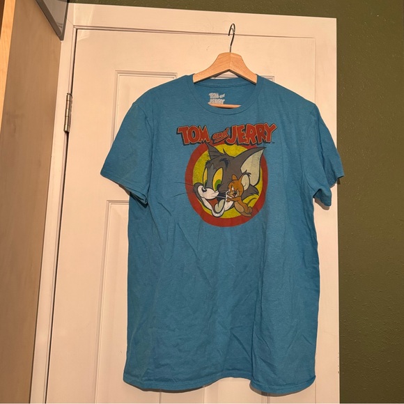 tom and jerry Tops - Tom and Jerry Blue Graphic Tee